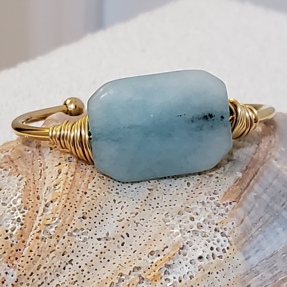 Kinsley Armelle Cadence Collection Cuff Bracelet, pale blue stone - Picture 5 of 7